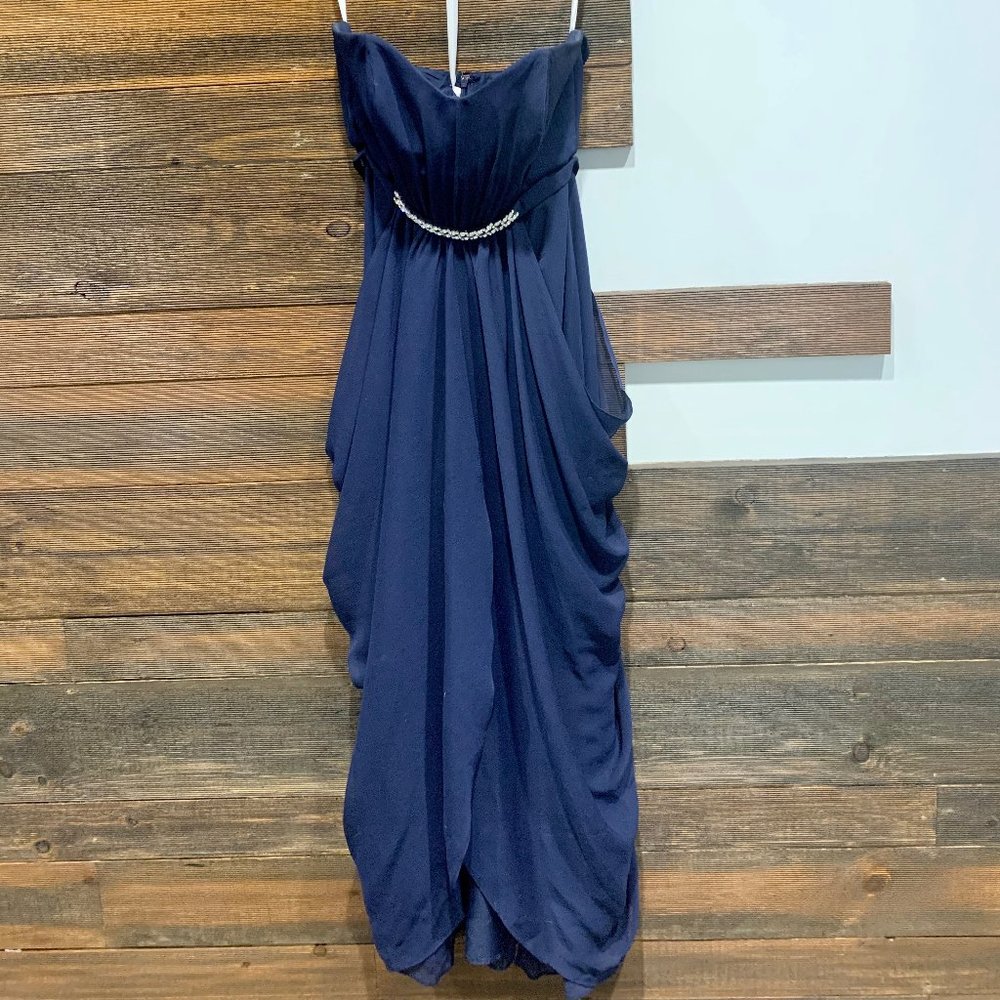 Strapless Chiffon Bridesmaid Dress with Swag Skirt